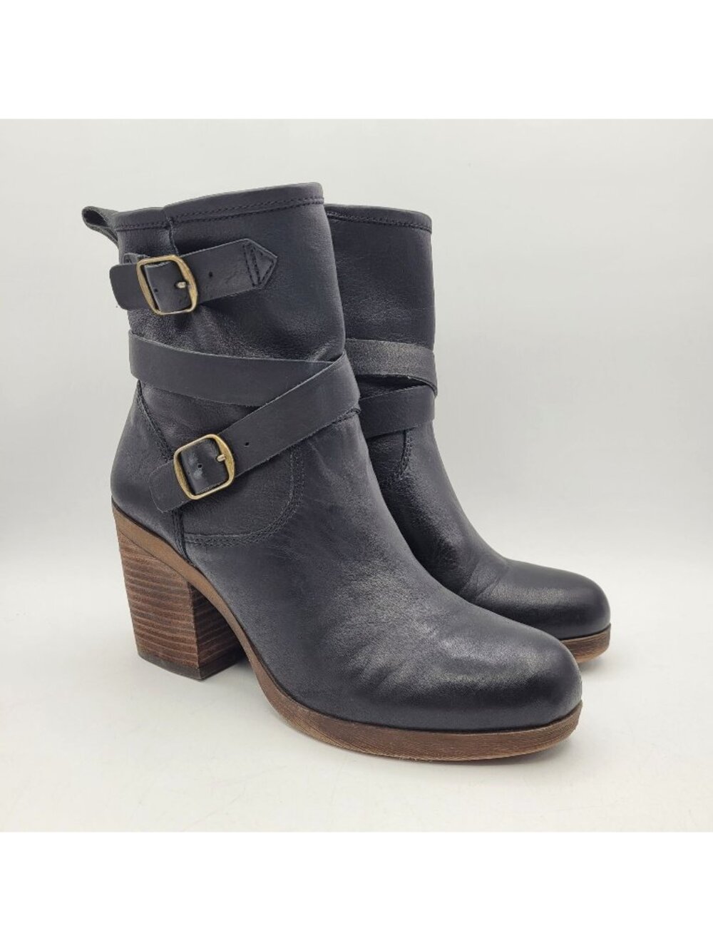 Lucky Brand Womens Boots Orenzo Size 8.5 - 9 (read) Moto Black Leather 3" Heel
